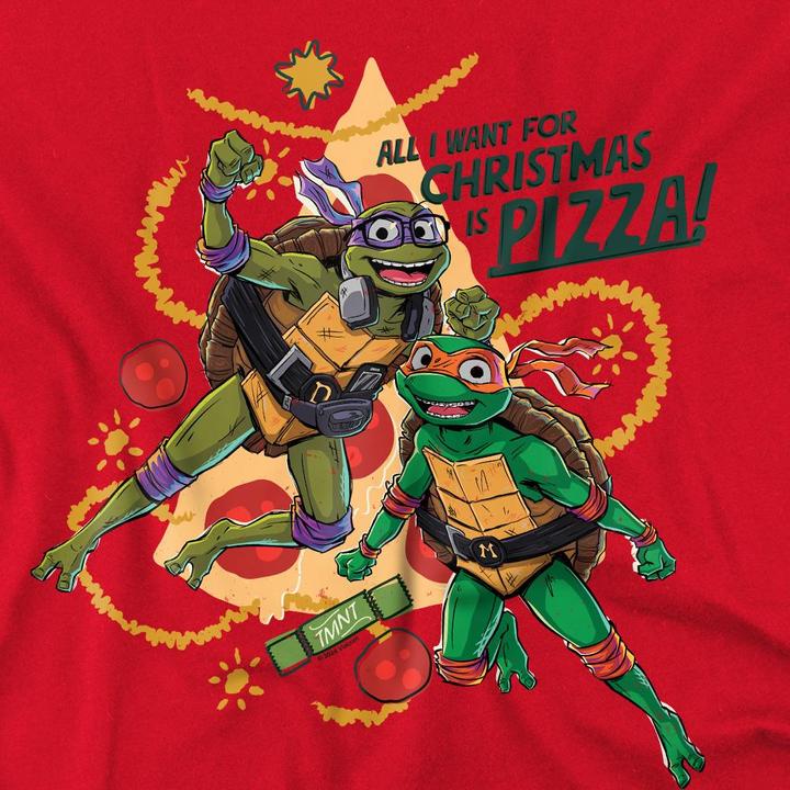 Immagine prodotto Teenage Mutant NT Maglietta Natale Michelangelo e Donatello Pizza Uomo (4XL)