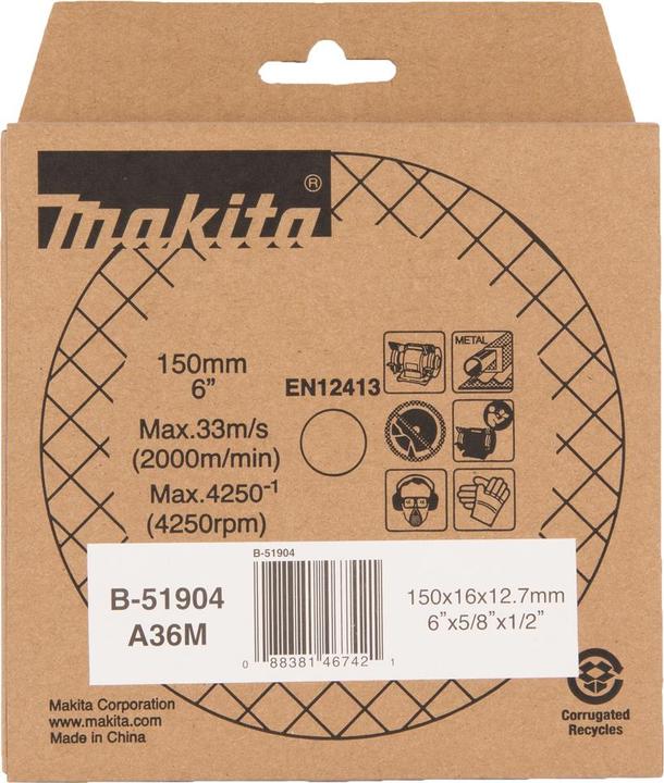 Produktbild Makita Schleifstein A36M 150x16x12,7 (A36)