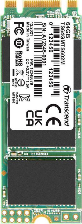 Actual product image Transcend SSD 64GB M.2 MTS602M (M.2 2260) MLC, SATA3 (64 GB, M.2 2260)