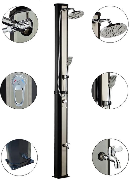 Produktbild Dirks-traumbad Solardusche 35L mit Wasserhahn, Schwarz/Silber