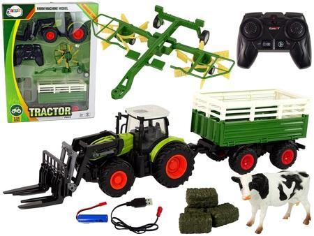 Actual product image Lean Toys Remote Controlled Farm Machinery Tractor Set 2.4G Rake Accessories