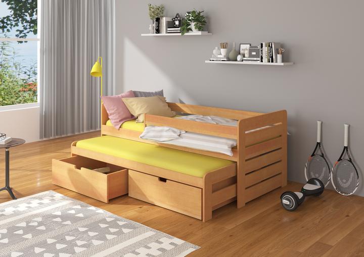 Actual product image ADRK Furniture Double Bed with Railing and Mattresses TOMI 200x90 (200cm x 90cm)