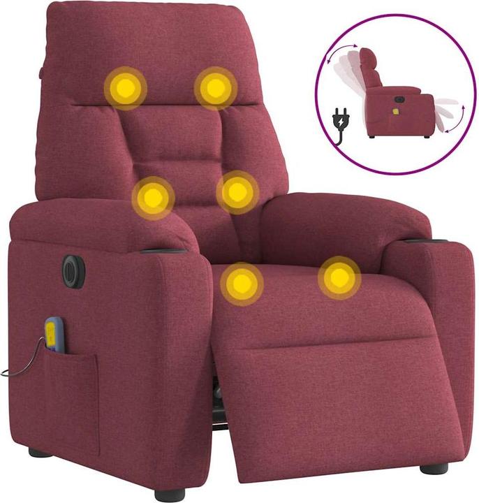 Actual product image VidaXL Massage chair electric wine red fabric