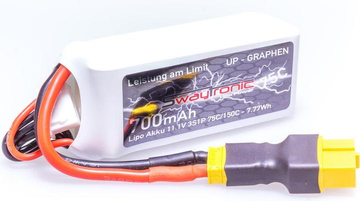 Image du produit Swaytronic SWAY-GRAPHENE LiPo 3S 11.1V 700mAh 75C/150C XT60 (11.10 V, 700 mAh)