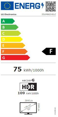Etichetta energetica LG Hotel TV 55UM662H (55", UM662H, LED, 4K, 2023)