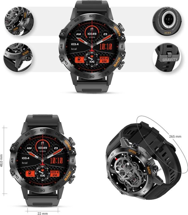 Actual product image Gravity SMARTWATCH MĘSKI GT9-1 - WYKONYWANIE POŁĄCZEŃ, CIŚNIENIOMIERZ (sg021a)