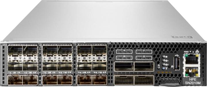 Image du produit HPE 25GbE 18SFP28 4QSFP28 Power to Connector Airflow Half Width Switch SN2010M avec NVIDIA Cumulus (18 Ports)
