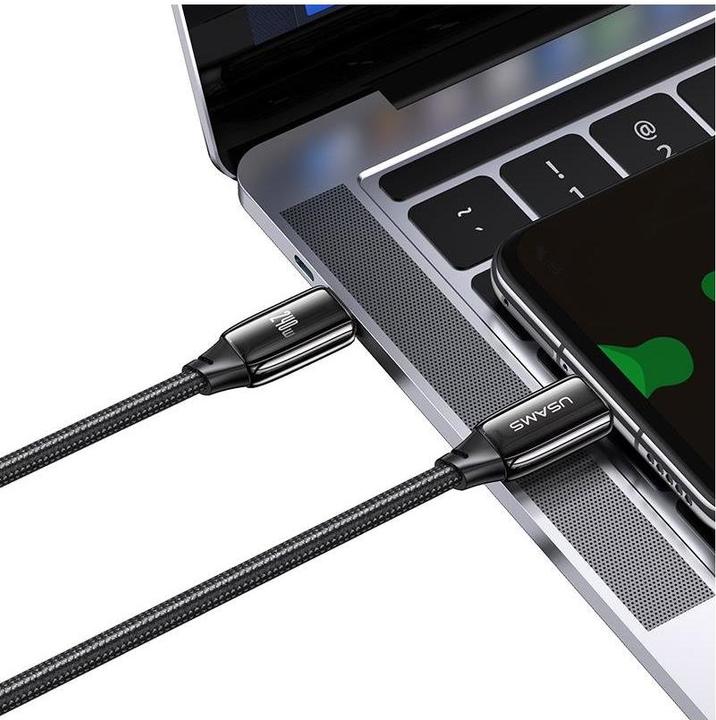 Actual product image Usams Charging Cable Type-C to Type-C - Black (2 m, USB 3.2 Gen 1, 240 W)