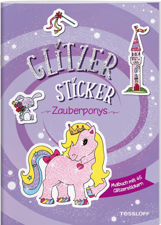 Tessloff Libro da colorare con adesivi glitterati. Pony magici