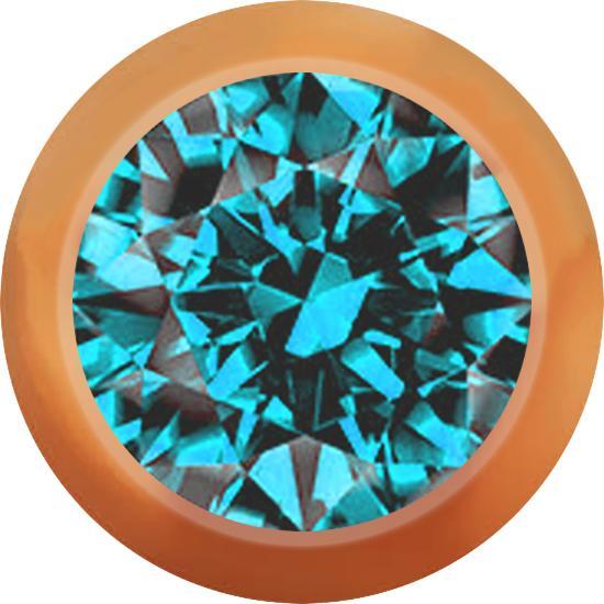 Star Piercing Kugel rosegold mit Kristall aqua (ohne Messing, Chirurgenstahl 316L)