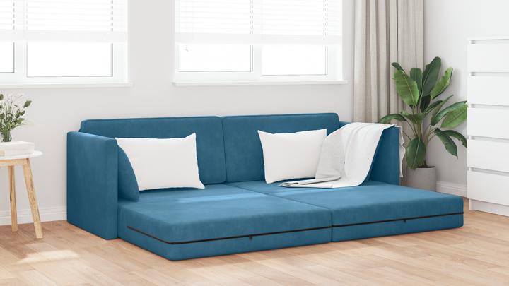 Produktbild VidaXL Boden-Sofa-Bett 2-in-1 Blau 213x144x60 cm Samt