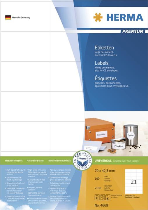 Produktbild HERMA Universal Etiketten A4