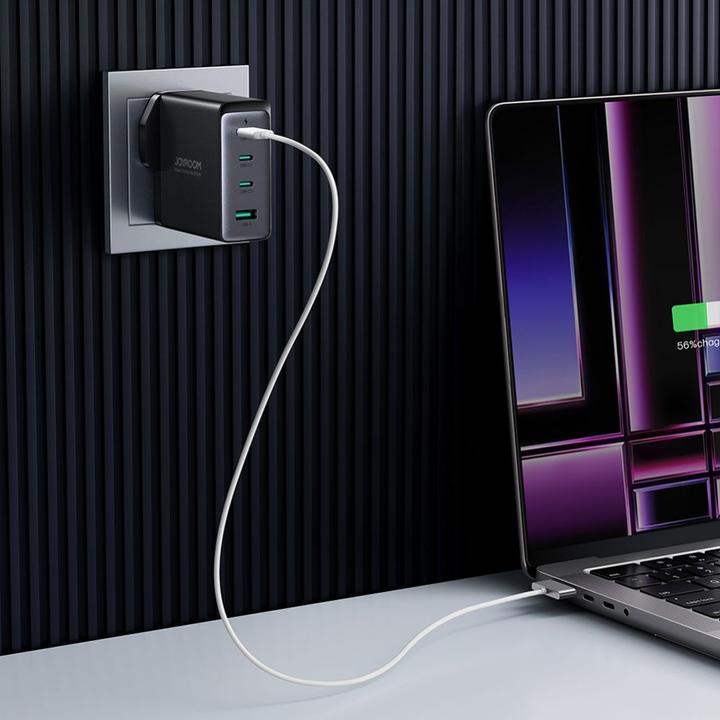 Actual product image Joyroom GaN charger UK JR-TCG05UK 140W 3x USB-C USB-A + USB-C / USB-C cable 240W 1.2m (140 W)