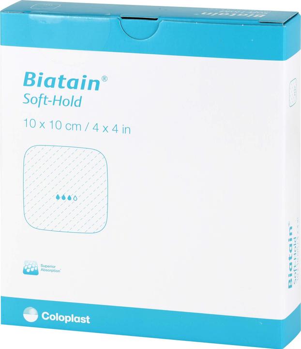 Actual product image Coloplast Biatain Soft-Hold foam dressing gently adhesive 10 x 10 cm, 5 pcs. Wound dressings