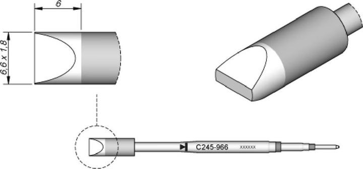 Produktbild JBC Lötspitze Serie C245 Meisselform, C245966/6,6 x 1,8 mm, gerade