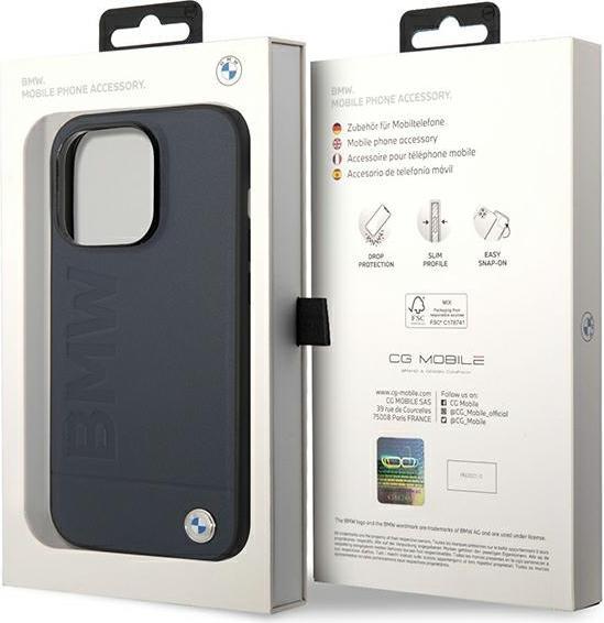 Actual product image BMW Case BMHMP14XSLLNA iPhone 14 Pro Max 6.7" granatowy/navy hardcase Leather Hot Stamp MagSafe (Apple iPhone 14 Pro Max)