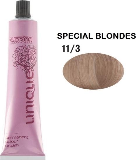Actual product image Konjac Sponge Vopsea de par permanenta Subrina Professional Unique 11/3, Blond Special Cendre, 100ml (11, 3 Special Cendre Blond)