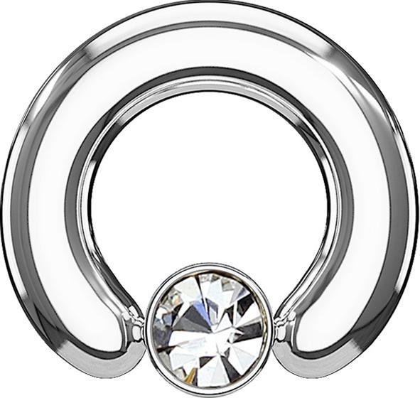 Star Piercing Closure Ring silber Scheibe Kristall silber (Chirurgenstahl 316L)