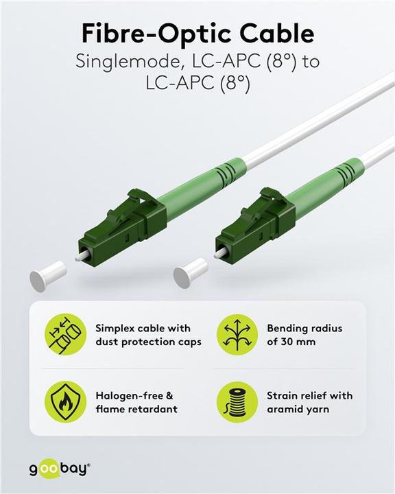 Image du produit Goobay Câble à fibre optique FTTH, monomode OS2 White, blanc simplex, 2 m (CAT7, 2 m)