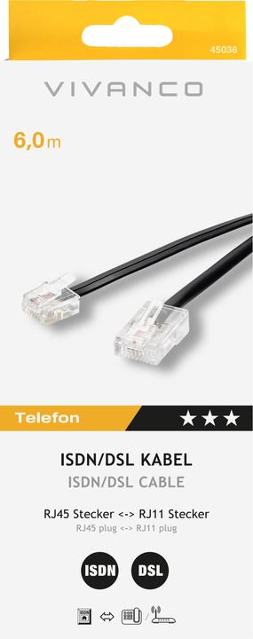 Immagine prodotto Vivanco Cavo ISDN/DSL, 8P4C, RJ45 St.-RJ11 St., 6 m