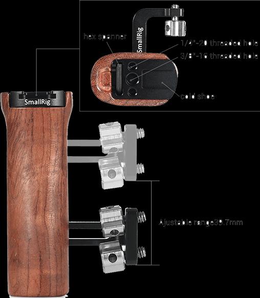 Actual product image SmallRig 2093B Universal wooden side handle (Grip)