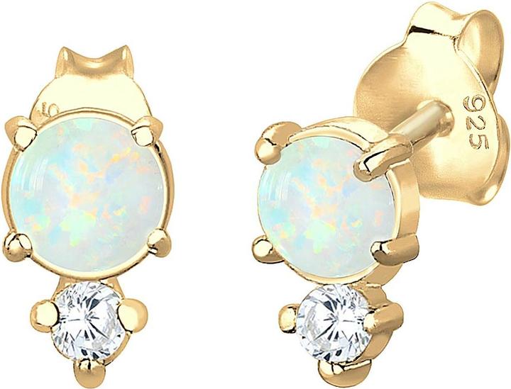 Produktbild Elli Kreis, Opal, Solitär-Ohrring, Vintage (925 Sterling Silber vergoldet, Zirkonia, Synthetischer Opal)