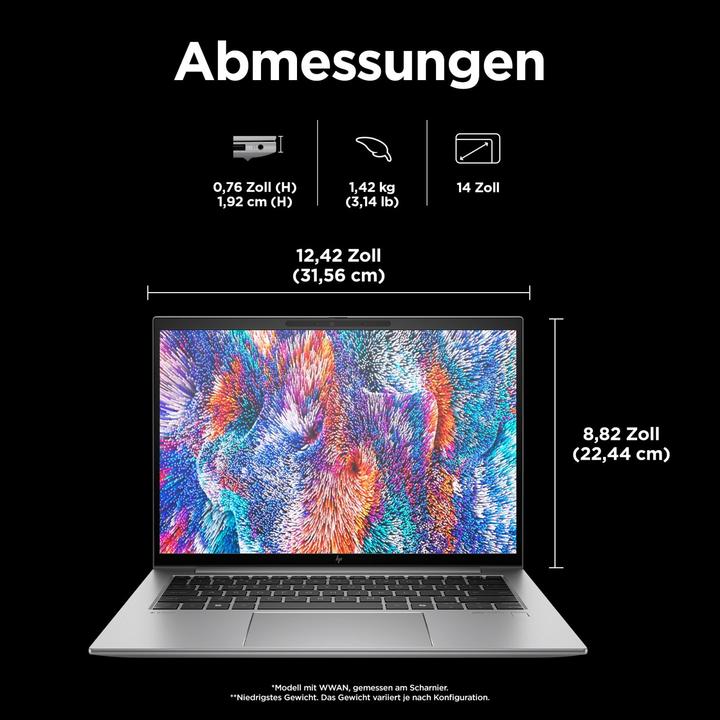 Immagine prodotto HP ZBook Firefly 14 inch G11 A Mobile Workstation PC, AMD Ryzen™ 7, 32 GB, DDR5-SDRAM, Windows 11 Pr (14", AMD Ryzen 7 8840HS, 32 GB, 1000 GB, DE)