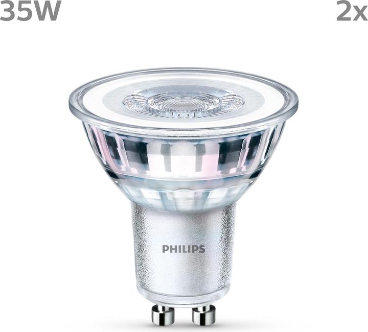 Productafbeelding Philips LED Klassiek (GU10, 3.50 W, 255 lm, 2 x, F)