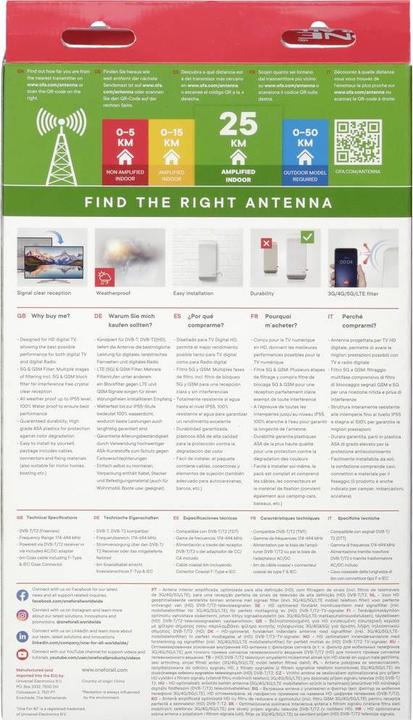Produktbild One for All SV 9450-5G (Flachantenne, 44 dB, DVB-T / -T2, DVB-S / -S2)