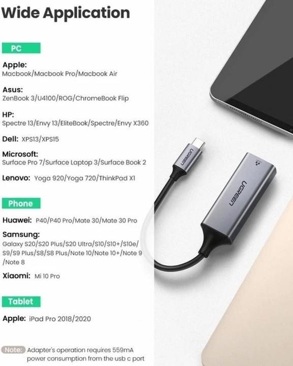 Produktbild Ugreen Gigabit Ethernet Adapter (USB-C 3.1 Gen 1, RJ45 (1x))