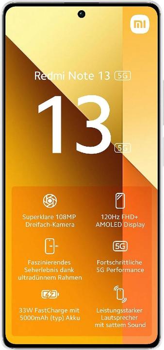 Produktbild Xiaomi Redmi Note 13 5G (256 GB, Arctic White, 6.67", Hybrid Dual SIM, 108 Mpx, 5G)