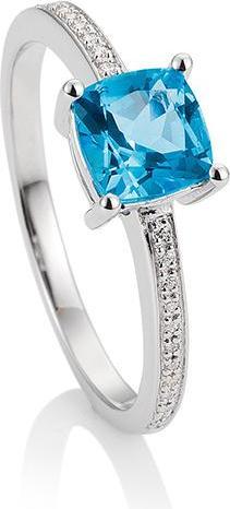 Breuning RING - ED.TOP.DUNKEL (SWISS BLUE)/Brill. 0,096 Ct. H/si (52, 750/18 K Gold)