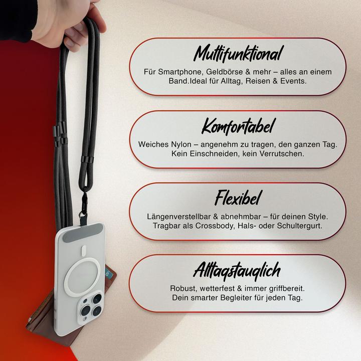 Image du produit Nalia HoldMe Lanyard Handykette - Universal Trageband für Smartphones - Verstellbar, Soft & Elastisch