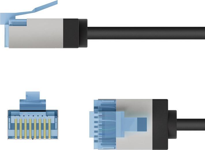 Actual product image Goobay Ultra-flexible CAT 6A patch cable, slim, U/FTP, black (U/FTP, CAT6a, 5 m)