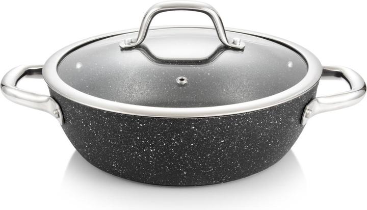 Actual product image Tescoma President Stone Deep Frying Pan Stone with Lid Ø 24cm (24 cm, Frying pan, Cast aluminium)