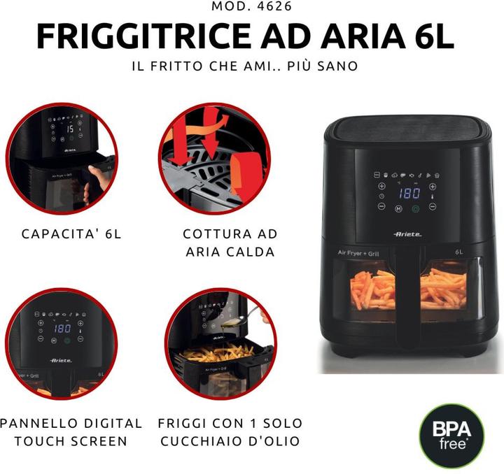Actual product image Ariete 4626 Hot air fryer (CH plug)