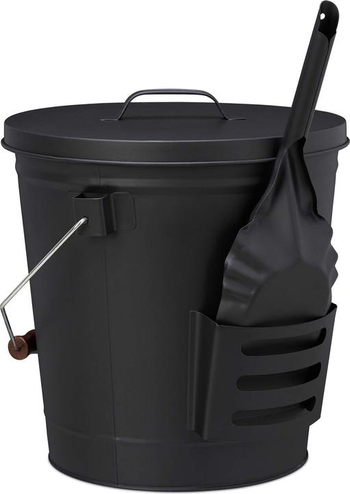 Relaxdays Ash Bucket with Lid and Shovel (38 x 33 x 47.5 cm)