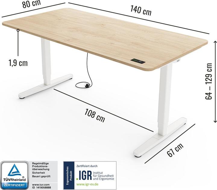 Produktbild Yaasa Desk Pro (140 x 80 cm)