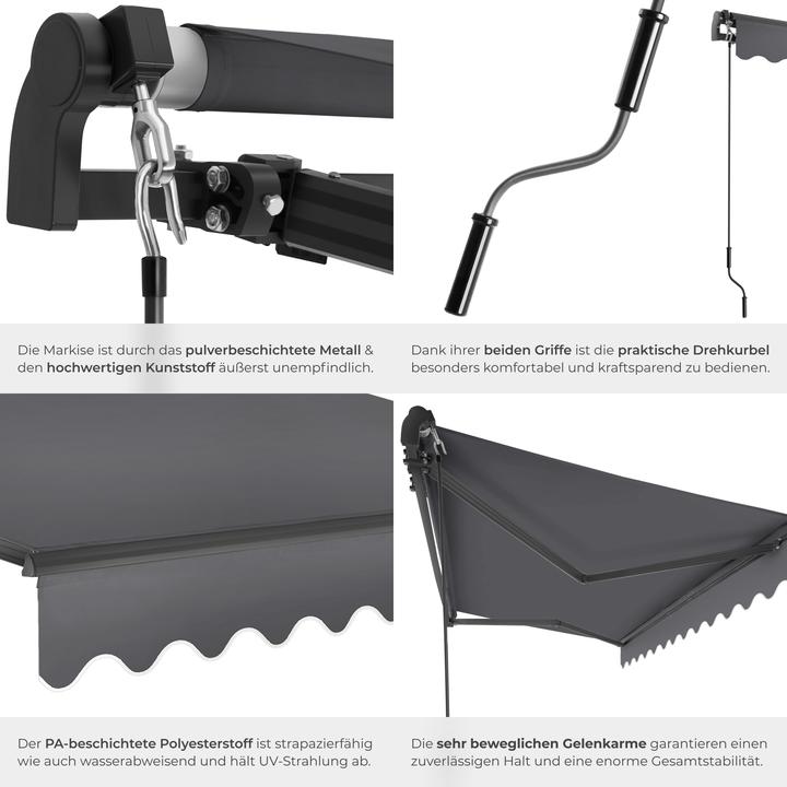 Actual product image tectake Jointed arm awning Ornella with wall bracket (3 m)