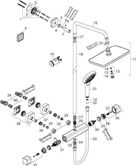 Produktbild hansgrohe Showerpipe CROMA E 280 1jet EcoSm 9 l/min mit Brausethermostat chrom