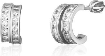 JVD Delicate silver hoop earrings with zircons SVLE1802XH2BI00