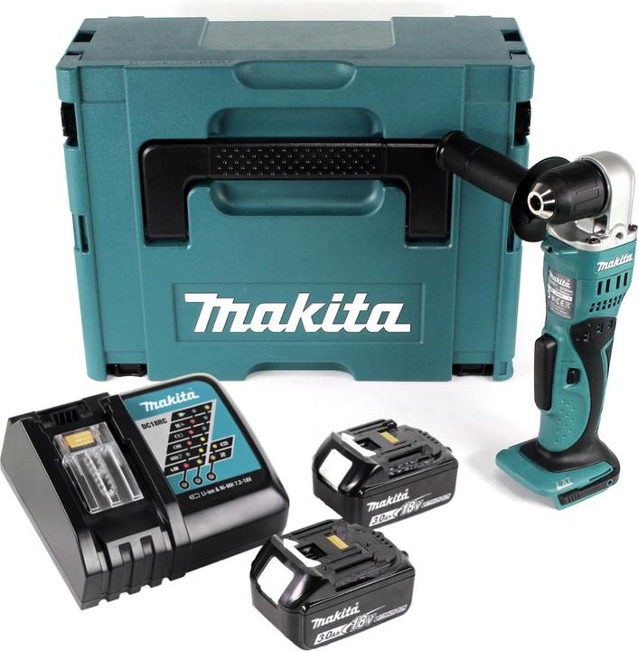 Actual product image Makita BDA 351 RFJ Battery Angle Drill 18V 13,5Nm + 2x Battery 3,0Ah + Charger + Makpac (Rechargeable battery operated)