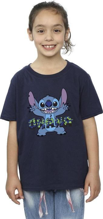 Immagine prodotto Disney Lilo And Stitch Ohana Blue Glitch Maglietta Ragazze (128)