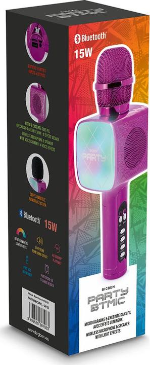 Image du produit Bigben PARTY BTMIC - Microphone + haut-parleur sans fil avec effets lumineux - rose