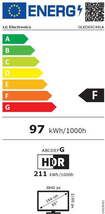 Energie-Label LG OLED65C49LA (65", C4, OLED, 4K, 2024)