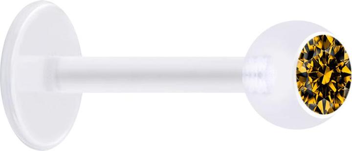 Immagine prodotto Star Piercing Micro Labret trasparente con sfera e cristallo di topazio (senza ottone, Bioflex)