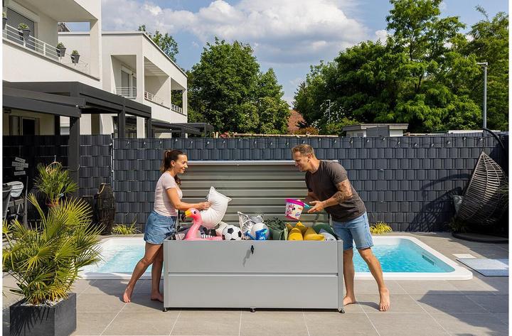 Produktbild Guardi Gartenbox L mit Schloss, 185 x 85 x 73 cm, Silber