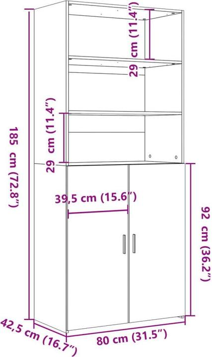 Actual product image VidaXL Highboard (80 x 42.5 x 185 cm)