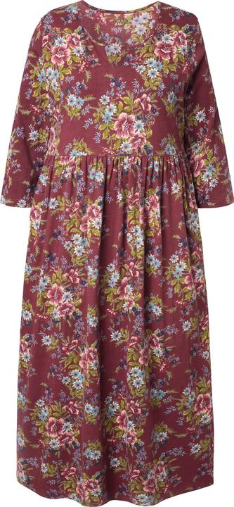 Produktbild Ulla Popken Jersey-Maxikleid, Blüten, A-Linie, Tunika-Ausschnitt, 3/4-Arm (42, 44)