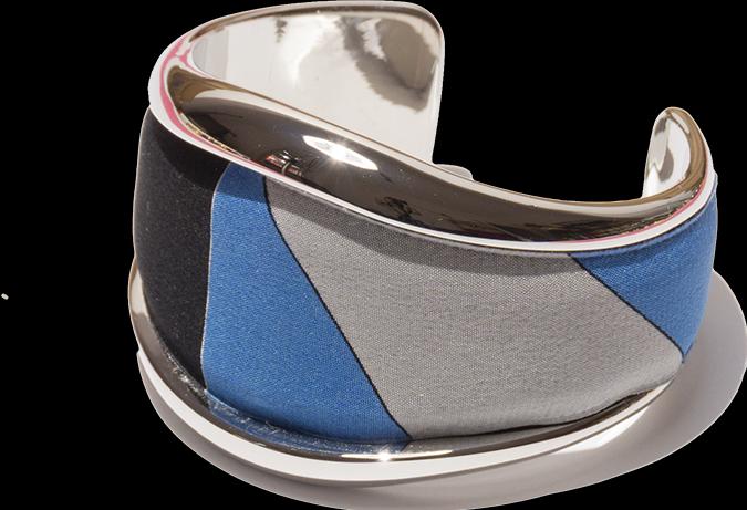 MM33 Bangle blue stripes (950 Platin)